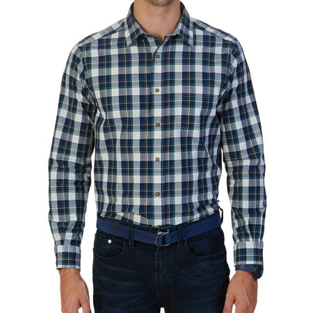 Nautica NEW Marine Blue Mens Size Large L Plaid Button Down Shirt
