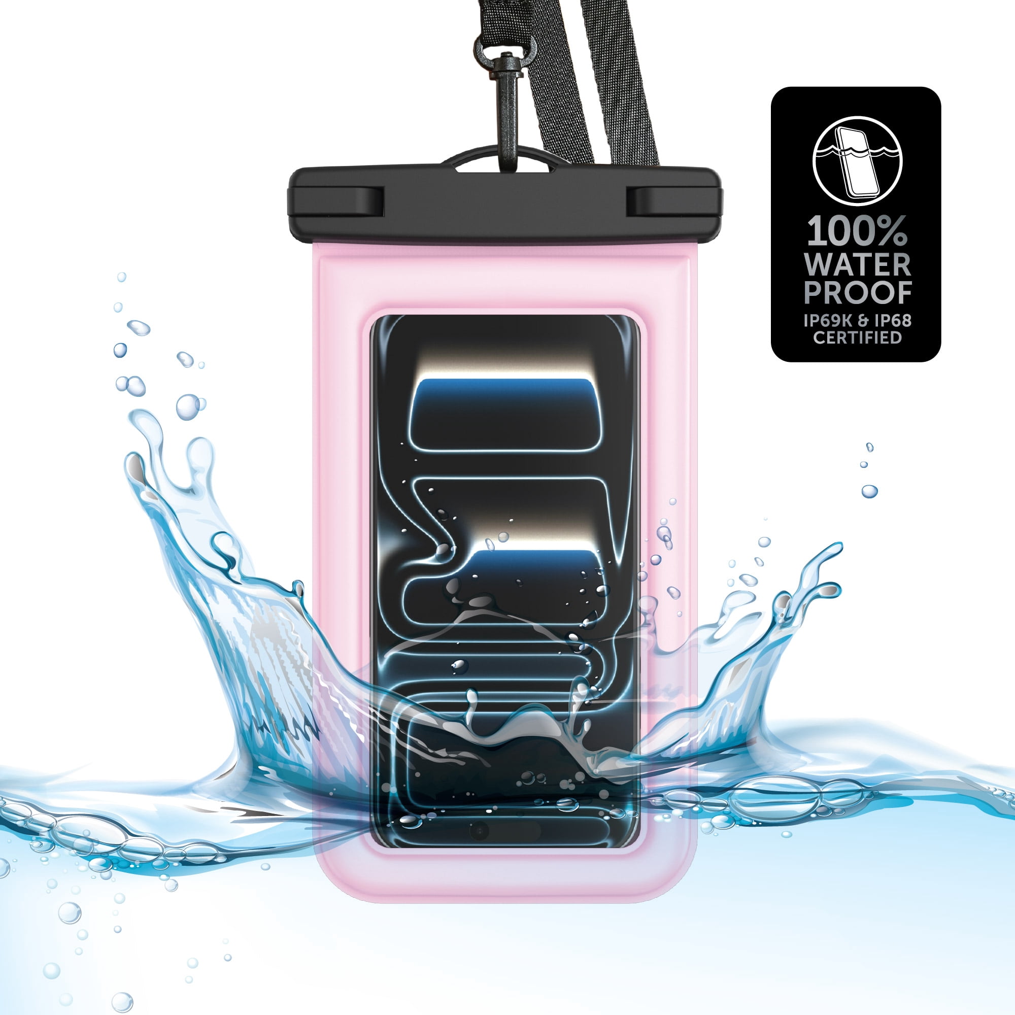 Body Glove Tidal Waterproof Floating Phone Pouch with Secure Seal - Pink/Clear