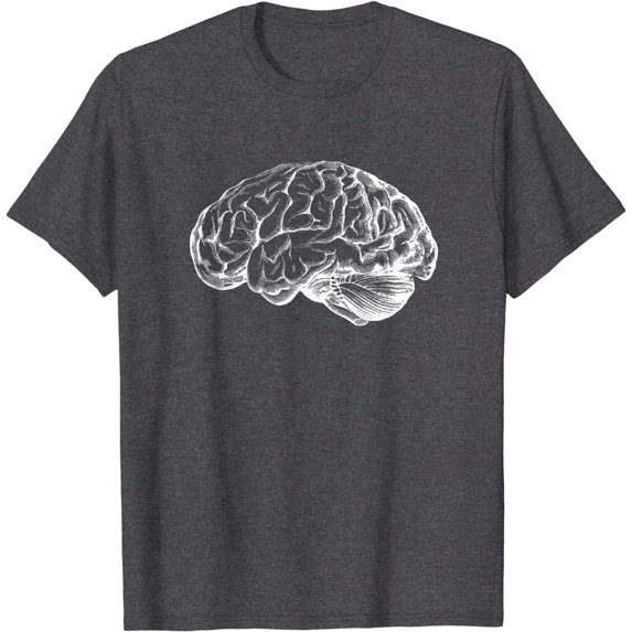 Human Brain Hand Drawn Cerebral Cortex Brainpower Men Women T-Shirt