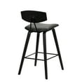 thumbnail image 5 of Armen Living Fox 28.5" Seat Height Gray Faux Leather and Black Wood Mid-Century Modern Bar Stool, 5 of 9
