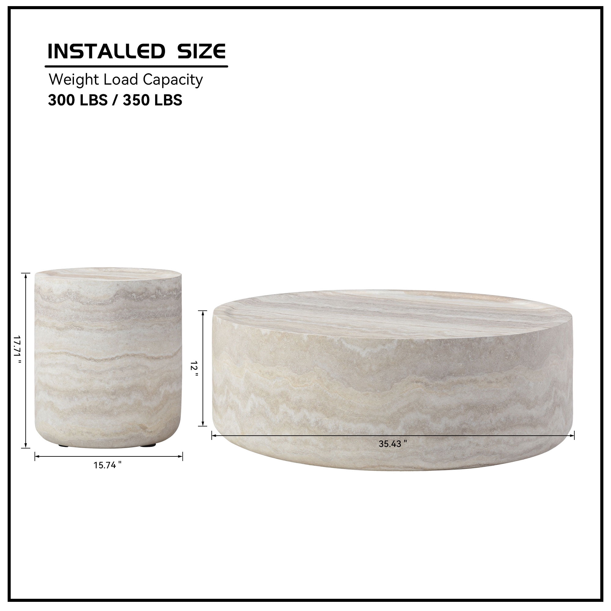 Kevinplus Set of 2 Faux MARS Pattern Round Coffee Tables for Living Room, No Need Assembly.