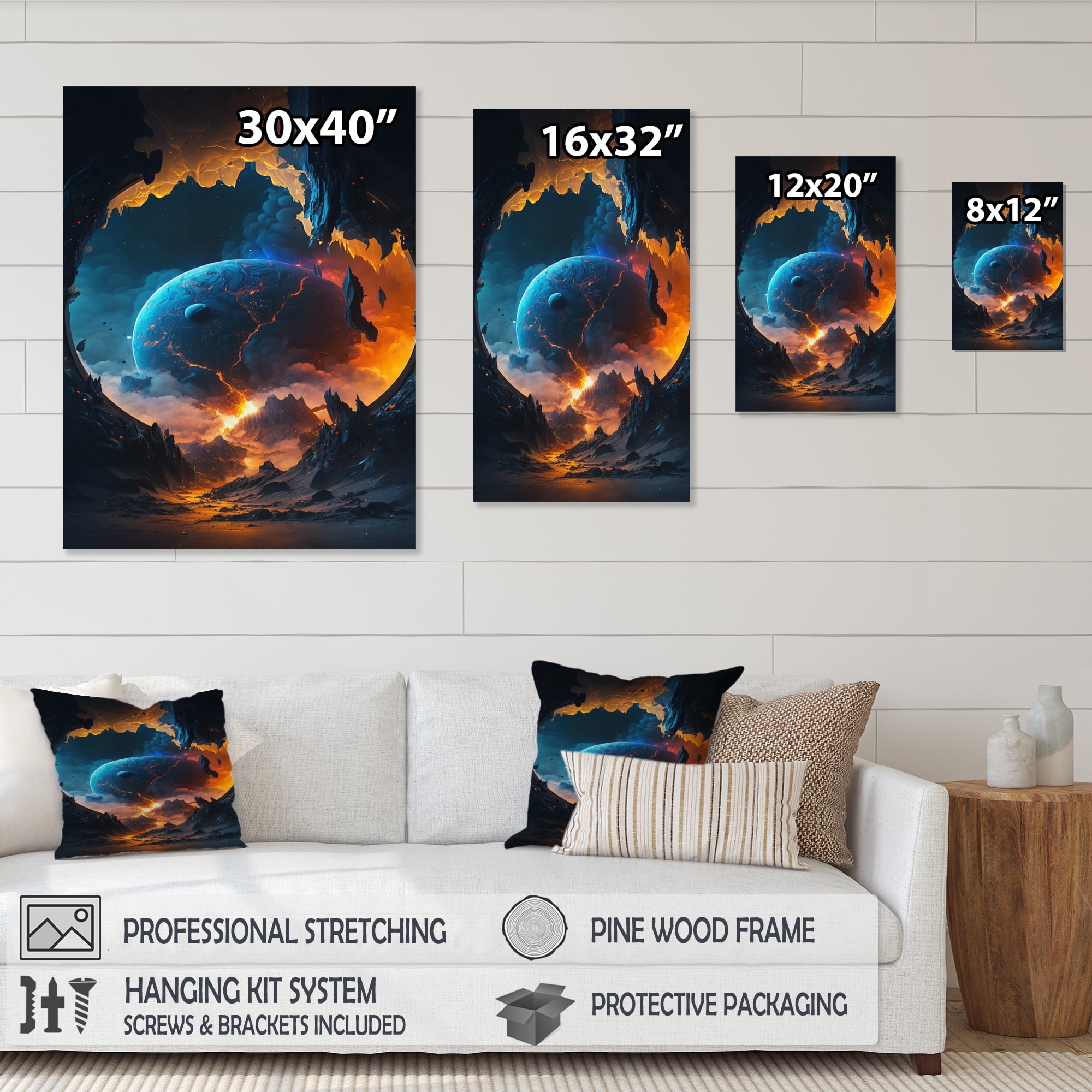 Designart Deep Space Planet Fusion I Canvas Wall Art
