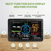 Newentor Weather Station with Solar Powered Outdoor Sensor, 6-in-1 Weather Station with Color Display for Temperature Humidity, Rain Gauge, Wind Speed, Weather Forecast (No Wifi)