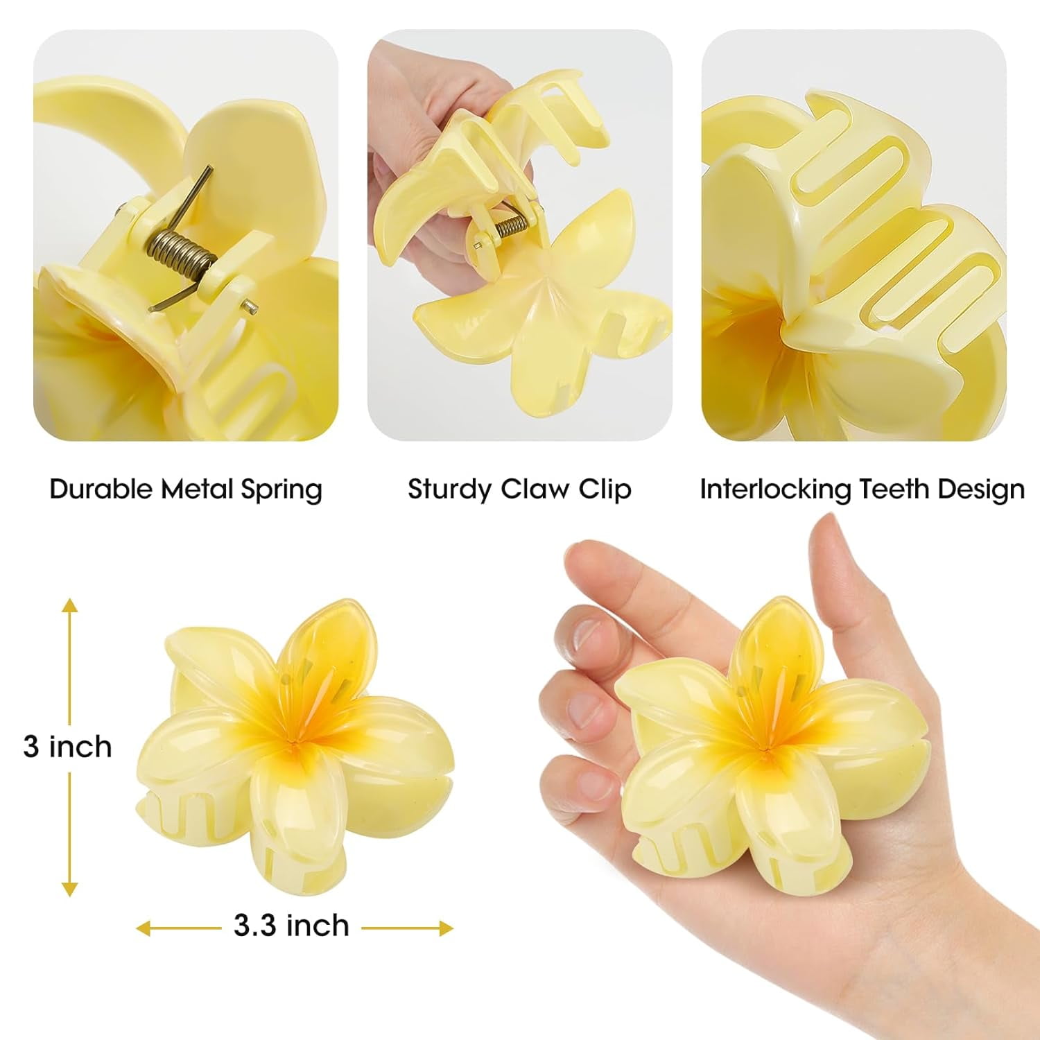 Yeblues 6 Pack Flower Hair Claw Clips, Preppy Flower Hair Clip, Hawaiian Plumeria Hair Clip, Hawaii Hair Accessories for Thick Hair, Gifts for Women Teen Girls