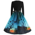 thumbnail image 4 of TIMIFIS Robe d'Halloween et d'Action de Grâce pour Femmes, Robe à Manches Longues, Citrouille Ajourée, Robe de Fête Décontractée Automne/hiver, 4 of 5