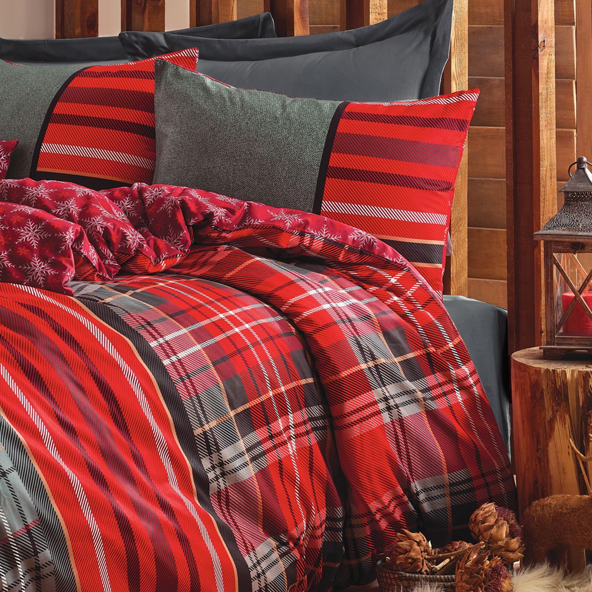 Cotton Duvet Cover Set Red Queen Size, Red And Black Duvet Cover Cotton