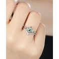 thumbnail image 3 of Kite Shape Moss Agate Crescent Engagement Ring Set, Nature Inspired Sterling Silver Moon Wedding Promise Ring Anniversary Gift for Women, 3 of 5
