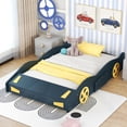 thumbnail image 2 of JINS & VICO Race Car Kids Pine Wood Full Blue with Yellow Accents Race Car Design, 2 of 9