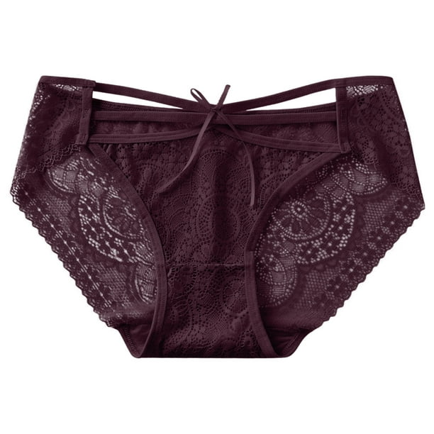 Aayomet Women's Cotton Underwear Solid Color Cotton Crotch Underwear Panties  (Purple, One Size) 