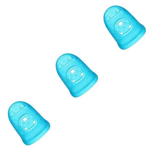 Tholdsy Puntas de los dedos de guitarra de silicona Protectores de dedos Protector de dedos de ukelele Multicolor Ahuecado Transparente azul cielo M 3piezas