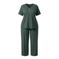 thumbnail image 3 of Bixock Plus Size Women Pajamas Sets 2 Piece Long Sleeve Pajama Set with Drawstring Pants and Pockets Solid Color Loungewear Maternity Clothings, 3 of 5