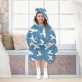 thumbnail image 7 of Dailycode Wearable Blanket Hoodie Oversized Sherpa Flannel Blankets with Pocket for 3-14 Year Old Pigeon Silhouette, 7 of 7