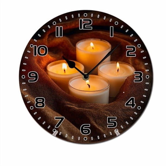 ZXCXRQFa Candles Vintage Wood Wall Clock Silent Non-Ticking Kitchen Desk Clock Battery Operated Analog Decorative Round Clocks 10 in Garden Home Decor