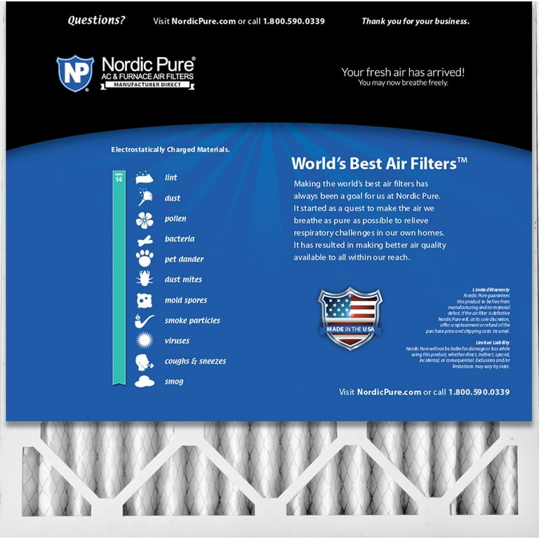 Nordic Pure 20x20x2 Pleated MERV 14 Air Filters 3 Pack Walmart
