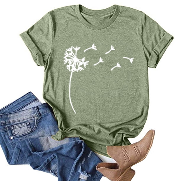 Puntoco Mujeres Casual Carta Impresión Mangas Cortas O-Cuello Camiseta Suelta Blusa tops Puntoco Puntoco-3293