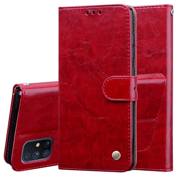 For Samsung Galaxy M51 Business Style Oil Wax Texture Horizontal Flip Leather Case, with Holder &
