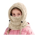 thumbnail image 2 of Xdegoge Kids Balaclava 3 in 1 Beanie Hat with Scarf and Mask for Boys Girls Sherpa Fleece Adjustable Drawstring Warm Snow Winter Hats Plush Face Cover Ski Caps, 2 of 6