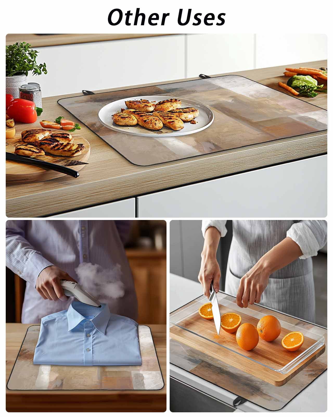 Stove Top Covers for Electric Stove, Brown Glass Stovetop Cover Protector, Abstract Paint Texture Retro Smudge Graffiti Art Induction Cooktop Protector Oven Mat for Kitchen Countertop 24"x21"