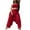 Red, variant on Women's Solid Color Bandeau Harem Pants Jumpsuit Set Black L