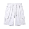 thumbnail image 4 of Women Cargo Shorts with Pockets Adjustable Waist Solid Color Summer Fashion,White,2XL, 4 of 4