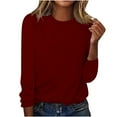 thumbnail image 1 of AherBiu Womens Long Sleeve Tops Crewneck Basic Layer Top Tee Tshirts Solid Color Dailywear, 1 of 4