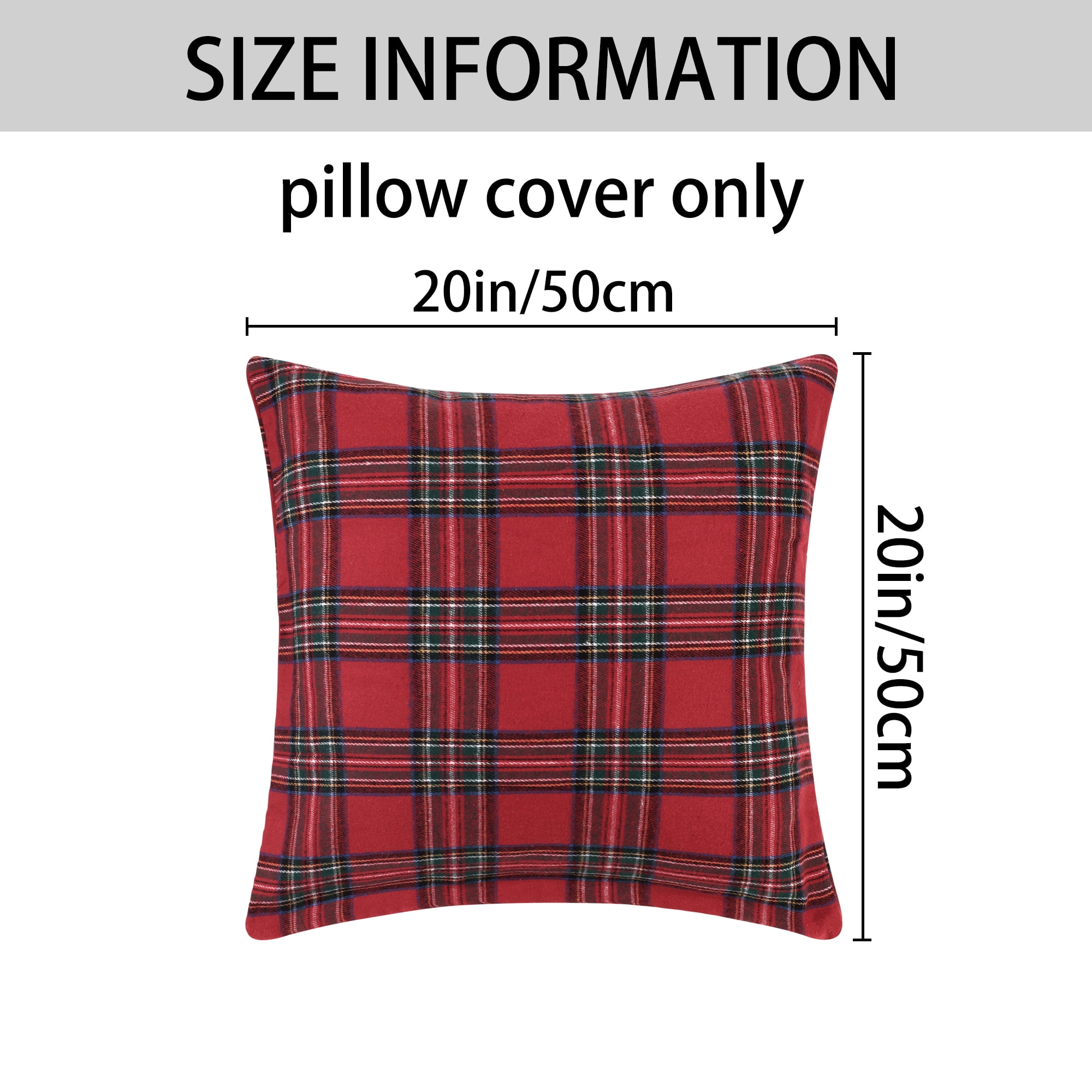 Unique Bargains 4 Pcs Pillow Covers Large Plaid Red/Fine Grid Red 20 x 20 Inch