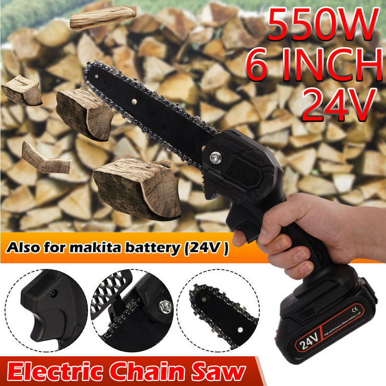 Mini Chainsaw Cordless Small Wood Chainsaw Pruning Chainsaw 500w  Rechargeable Portable Electric Saw For Tree Branch Wood Cutting Black