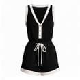 thumbnail image 5 of Womens Comfy Sweatsuit Color Block 2 Piece Sleeveless Tank Tops and Elastic Waist Shorts with Pockets Summer Tracksuit Outfits Black XL, 5 of 9