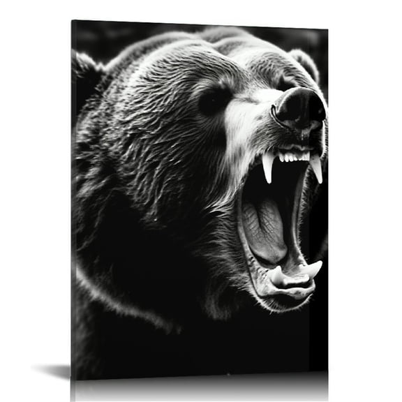 EastSmooth  Bear Decor Black and White Wall Art Bear Picture Framed Art Print Cabin Decor Farmhouse Living Room Bedroom Wall Decor