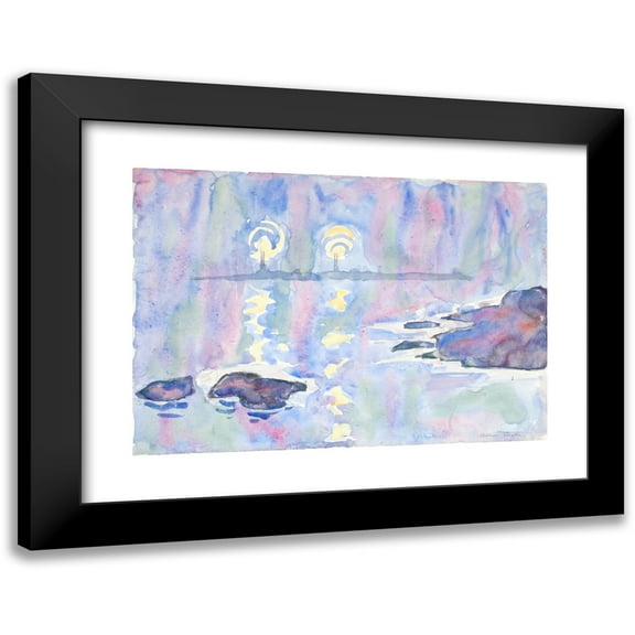 Allen Tucker 14x11 Black Modern Framed Museum Art Print Titled - Watercolor No. 73, Blue and Lavender (1928)