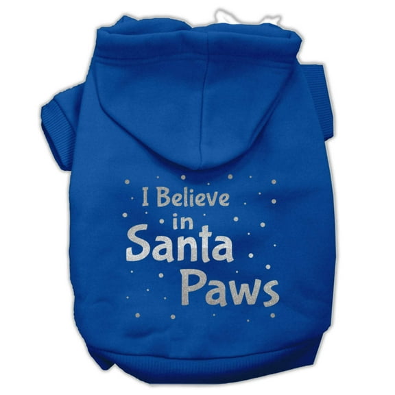 Christmas Pet, Dog Cat Hoodie Screen Printed, "I Believe In Santa Paws"