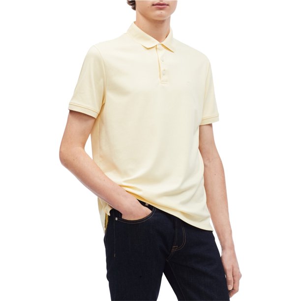 Calvin Klein - Polo de rugby para hombre con tacto líquido, amarillo, mediano Calvin Klein polo, rugbi