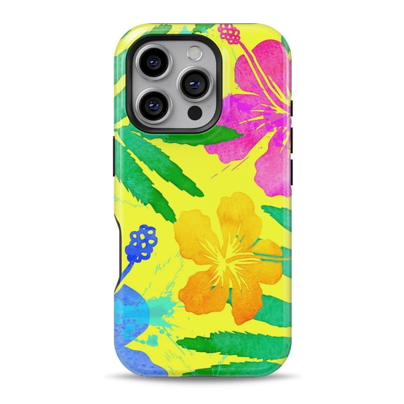 DesignSkinz Scratch-Resistant Hard Slim Case Compatible with iPhone 16 (Compatible with MagSafe) - Tropical Fluorescent v2