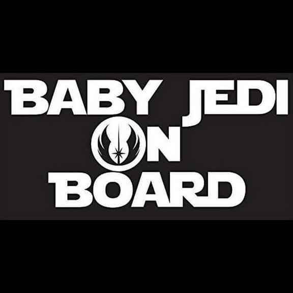 Baby Jedi on Board Vinyl Cut Decal With No Background | 7.5 Inch White Decal | Car Truck Van Wall Laptop Cup