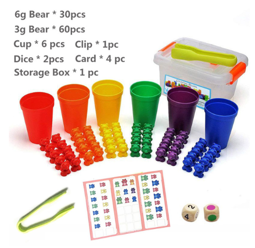 Toyella Counting bears with stackable cupsMatching rainbow Montessori