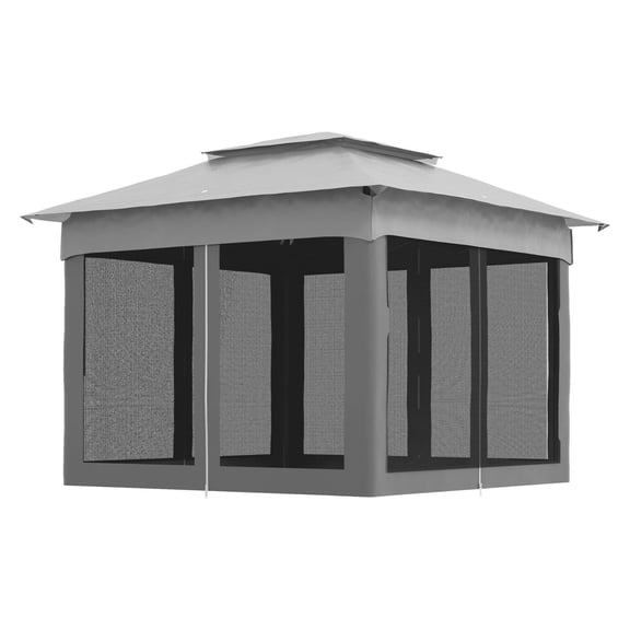Patio Pop Up Canopy Gazebo - 10.7x10.7ft Outdoor Shelter with Netting - Portable Sun Shade Tent with Carry Bag - Light Gray