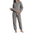 thumbnail image 5 of Enjoytime Fall Winter Pajamas for Women Set Thick Velvet Warm Loungewear Crewneck Long Sleeve Hooded Tops Pants 2 Piece Sets Soft Comfy Sleepwear, 5 of 8