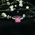 thumbnail image 3 of Cushion Cut Created Pink Sapphire Solitaire Ring with Diamond - 8 mm, 18K White Gold, US 4.50, 3 of 8