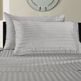 thumbnail image 2 of Auraa Comfort 500 TC Damask Stripe 100% Pima Cotton 4 Pc Queen Sheet Set, 2 of 5