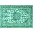 thumbnail image 1 of Ahgly Company Machine Washable Indoor Rectangle Medallion Turquoise Blue Traditional Area Rugs, 8' x 10', 1 of 4
