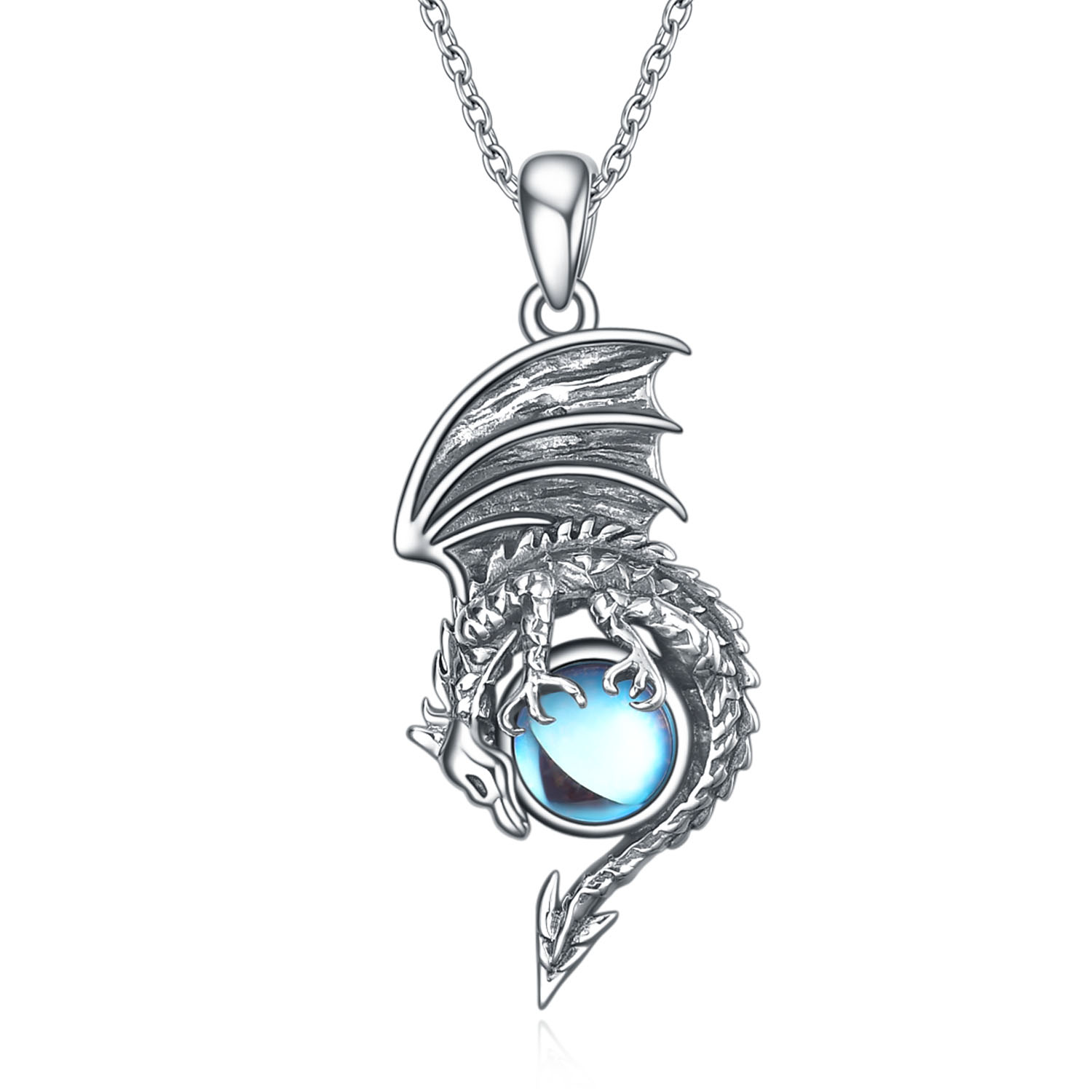 Dragon Moonstone Necklace Sterling 