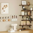 thumbnail image 5 of Floating Shelves for Wall, Rustic Wood Wall Mounted Corner Shelf for Bathroom, Kitchen, Bedroom, Home Decor, Laundry Room, Living Room, Set of 5 (Walnut Brown), 5 of 5