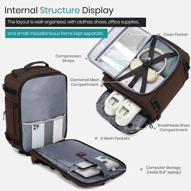 Travel Backpack Carry On Laptop Backpack Shoe Compartment Weekender Bag Amazon.com: YAMTION Carry On Backpack for Men with Shoe  main image 4