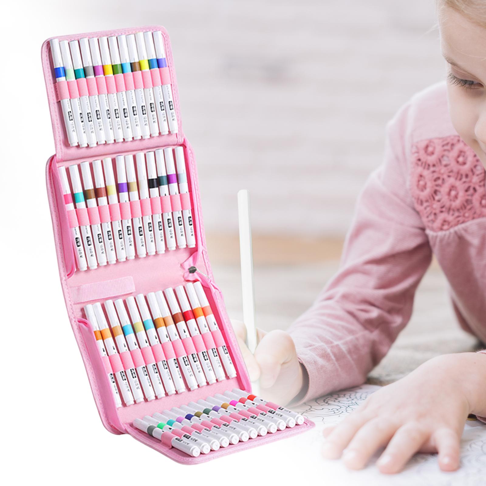 Tachiuwa 48 Pieces Acrylic Paint Markers Drawing Markers Brush Tip Marker Pen Set Acrylic Paint Pens with Carry Case for Stone Ceramic