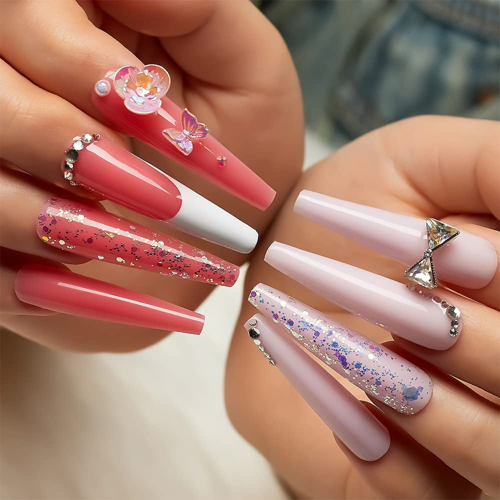 Pink Swarovski Nails 