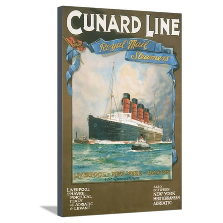 3330 Wall - Cundard Line - Royal Mail Steamers - Vintage Poster Stretched Canvas Print Wall Art By Lantern Press