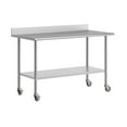thumbnail image 2 of Flash Furniture 30" x 60" Prep and Work Table with NSF Certified Stainless Steel Top Shelf, 4" Backsplash, Adjustable Galvanized Steel Undershelf, 4 Casters, 2 of 9
