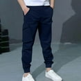 thumbnail image 4 of Bnwani Cargo Pants for Kids Boys Fall Fashion Casual Drawstring Elastic Waist Joggers Solid with Pockets Pant Blue, 4 of 9