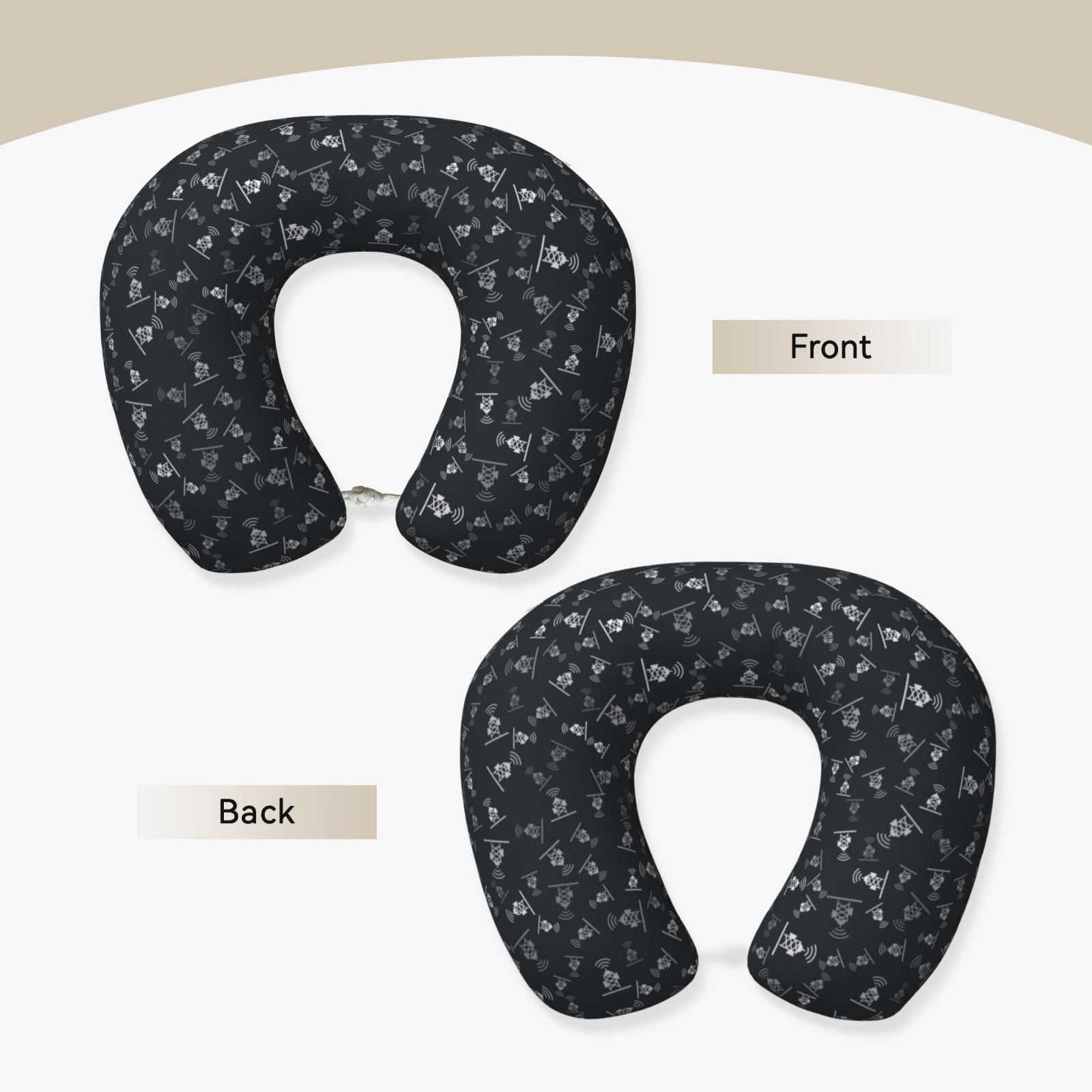 Xecao Wireless Antenna Icon Print Memory Foam Cervical Neck Pillow Versatile U-Shaped Pillows for Home,Office,Camping,Travelling,Soft Washable Cover