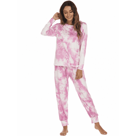 

BESTSPR Pajama Set Women New Fall And Winter Tie-Dye Long-Sleeved Pants S-XL